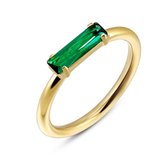 Twice As Nice Ring in goudkleurig edelstaal, baguette, smaragd kleurige kristal  52