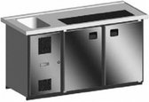 MAXIMAX complete koelteller 1.600 mm, 2 koelvakken, 1 wasbak, stekkerklaar, front antraciet, 2 deurvakken
