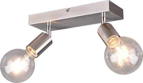 LED Plafondspot - Trion Zuncka - E27 Fitting - 2-lichts - Rechthoek - Mat Nikkel - Aluminium