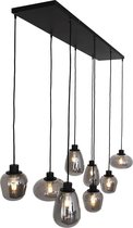 Eetkamer rookglas hanglamp 8-lichts Reflexion - zwart
