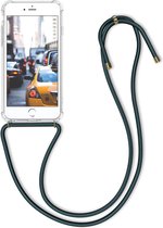 kwmobile telefoonhoesje compatibel met Apple iPhone 6 Plus / 6S Plus - Hoesje met koord - Back cover in transparant / donkergroen