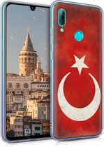 kwmobile hoesje voor Huawei P Smart (2019) - Smartphonehoesje in wit / rood - Retro Vlag Turkije design