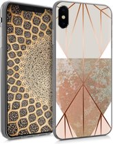 kwmobile telefoonhoesje voor Apple iPhone XS - Hoesje voor smartphone in beige / roségoud / wit - Geometrische Driehoeken design