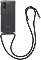 kwmobile telefoonhoesje compatibel met Samsung Galaxy S20 - Hoesje met koord - Back cover in zwart / transparant