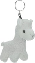 Alpaca mini knuffel sleutelhanger 12 cm wit - Dieren cadeaus artikelen voor kinderen
