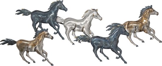 Décoration murale chevaux | 119 * 49 * 6 cm | Couleur argent | Métal |  Chevaux |... | bol.com