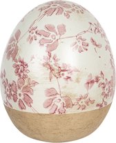 Clayre & Eef Decoratie Ei 6CE1187S Ø 9*12 cm Beige, Roze Keramiek Rond,Decoratief Figuur,Decoratieve Accessoires,Woonaccessoires