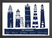 MARINE BLAUWE VUURTORENS WADDEN A2 POSTER IN LIJST - JOYIN