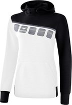 Erima Teamline 5-C Sweatshirt met Capuchon Dames Wit-Zwart-Donkergrijs Maat 48