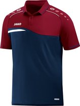 Jako Competition 2.0 Polo Marine-Donker Rood Maat L
