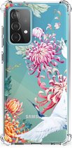 GSM Hoesje Geschikt voor Samsung Galaxy A52 4G/5G Telefoonhoesje Valbescherming met transparante rand Bird Flowers