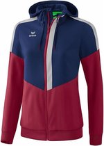 Erima Squad Tracktop Met Capuchon Dames - New Navy / Bordeaux / Silver Grey | Maat: 38