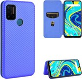 Voor UMIDIGI A7 Pro koolstofvezel textuur magnetische horizontale flip TPU + pc + PU lederen tas met kaartsleuf (blauw)