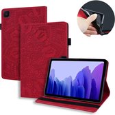 Voor Samsung Galaxy Tab A7 10.4 (2020) Kalfsstructuur Reliëf Horizontale Flip Leren Case met Houder & Kaartsleuven & Fotolijst (Rood)