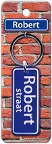 Paper Dreams Sleutelhanger Straatnaam Robert 9 Cm Staal Blauw