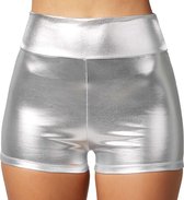 dressforfun - Metallic hotpants zilver XL - verkleedkleding kostuum halloween verkleden feestkleding carnavalskleding carnaval feestkledij partykleding - 303575