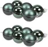 12x stuks kerstversiering kerstballen emerald groen (greenlake) van glas - 8 cm - mat/glans - Kerstboomversiering