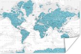 Lichtblauwe wereldkaart zorgt voor een oude uitstraling Poster | Wereldkaart Poster 90x60 cm