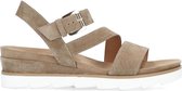 Manfield - Dames - Taupe leren sleehak sandalen - Maat 39