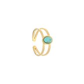 Michelle Bijoux JE12869 Ring Dubbel Goud Turquoise, Wit of Blauw (One Size)