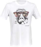 D.five T-shirt Monkey With Glasses Heren Katoen Wit Maat Xl