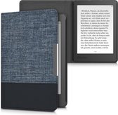 Etui kwmobile pour Kobo Aura Edition 2 - Etui de protection en toile bleu foncé / noir - Pour liseuse -