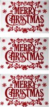4x stuks velletjes kerst   raamstickers rood Merry Christmas 40 cm - Raamversiering/raamdecoratie stickers kerstversiering