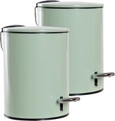 3x stuks metalen vuilnisbakken/pedaalemmers groen 3 liter 23 cm - Afvalemmers - Kleine prullenbakken