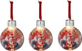 8x stuks DIY foto/fotolijst kunststof kerstballen transparant 8 cm met verlichting - Kerstversiering/kerstboomversiering