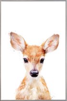 JUNIQE - Poster met kunststof lijst Hertje illustratie -13x18 /Bruin &