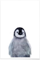 JUNIQE - Poster Kleine pinguïn illustratie -40x60 /Grijs & Wit