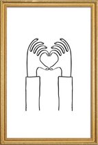 JUNIQE - Poster met houten lijst Heart You -20x30 /Wit & Zwart