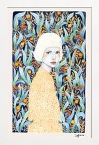 JUNIQE - Poster in houten lijst Emilia -40x60 /Blauw & Geel