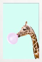 JUNIQE - Poster in houten lijst Giraf pop art -40x60 /Bruin & Roze