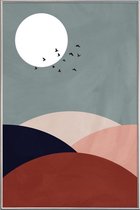 JUNIQE - Poster met kunststof lijst Hillscape II -20x30 /Grijs & Rood
