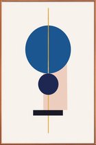 JUNIQE - Poster met kunststof lijst Equilibrium gouden -30x45 /Blauw &