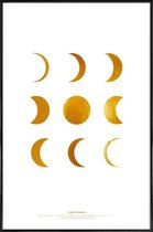 JUNIQE - Poster met kunststof lijst Lunar gouden -13x18 /Goud & Wit