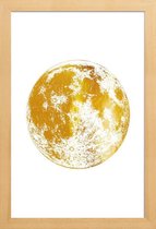 JUNIQE - Poster met houten lijst Lunar gouden -13x18 /Goud & Wit
