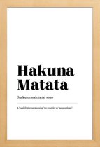 JUNIQE - Poster in houten lijst Hakuna Matata -30x45 /Wit & Zwart