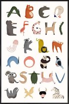 JUNIQE - Poster in kunststof lijst Animal Alphabet -60x90 /Kleurrijk