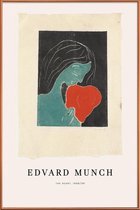 JUNIQE - Poster met kunststof lijst Munch - The Heart -60x90 /Blauw &