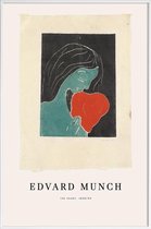 JUNIQE - Poster met kunststof lijst Munch - The Heart -60x90 /Blauw &