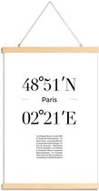 JUNIQE - Posterhanger Coördinaten Parijs -20x30 /Wit & Zwart