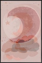 JUNIQE - Poster in kunststof lijst Gentle Moon -60x90 /Roze