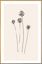 JUNIQE - Poster met kunststof lijst Palmsilhouetten -13x18 /Grijs &