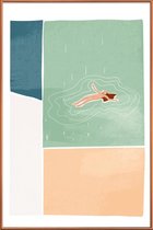 JUNIQE - Poster met kunststof lijst Bathing -30x45 /Ivoor & Roze