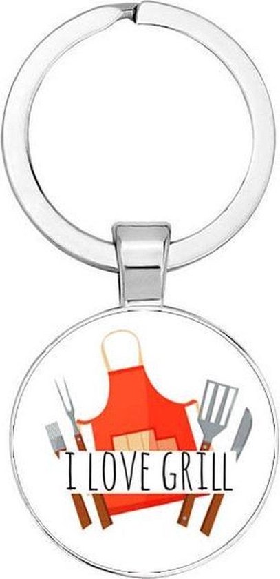Akyol - I love grill Sleutelhanger - BBQ - Barbecue liefhebber - Leuk kado voor iemand die van barbecueën houd - 2,5 x 2,5 CM Akyol - I love grill Sleutelhanger - BBQ - Barbecue liefhebber - Leuk kado voor iemand die van barbecueën houd - 2,5 x 2,5 CM