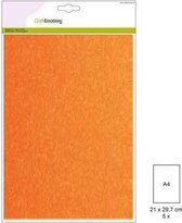 CraftEmotions carton pailleté 5 feuilles orange fluo +/- 29x21cm 220gr