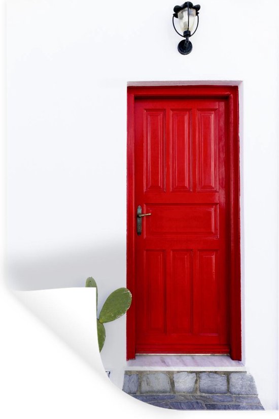 Imperialisme gebaar servet Muursticker Deur - Cactus dichtbijrode deur - 80x120 cm - zelfklevend  plakfolie -... | bol.com