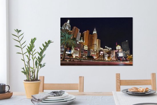 Canvas Schilderij Strip - Las Vegas - Straat - 60x40 cm - Wanddecoratie
